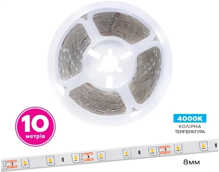 Світлодіодна стрічка ELM 2835 60LED IP20 4000K 10м (19-0014-10)